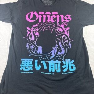 Bad Omen T-Shirt Size Large Thorn Crown Graphic Print Boyfriend Fit Rock Band